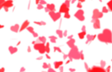 Falling red and pink hearts isolated on transparent background. Valentine’s day design. 3D rendering