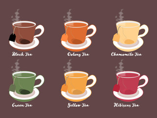 Set of tea cups illustration
