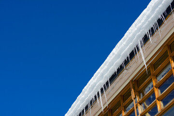 Ice icicles in a building in the Spanish Pyrenees.