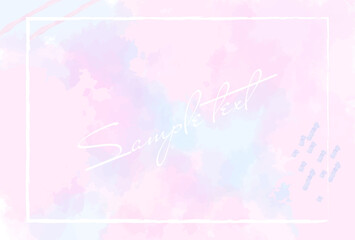 水彩風のフレーム背景素材（ポストカード　ショップカード　バナー　パステル　ガーリー　スプリングセール　新生活）