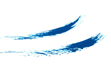 textured brushstroke of blue color paint on a white background isolated