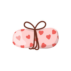 Gift box for valentine's day. With heart print. Vector isolated image, in cartoon style