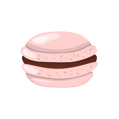 Vector single image macaroon cake, pink color, in cartoon style.