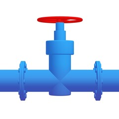 Red valve on the main gas pipeline