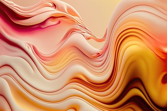 Wavy Soft Peach Coloured Abstract Background, Generative Ai Composite