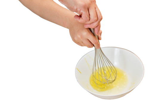 Mother and son cooking apple pie in the home kitchen, isolated on a white background. A woman and a boy in chef hats and aprons cook with pastries - Powered by Adobe