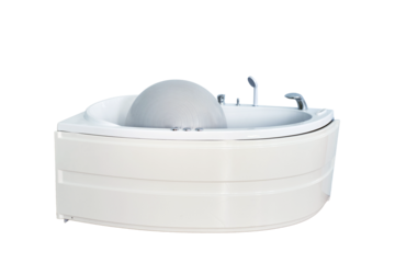 Fitball and bath to help women during childbirth in the maternity hospital, isolated on a white background