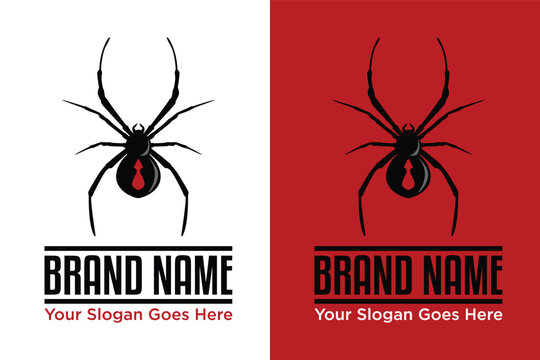 black spider illustration logo design