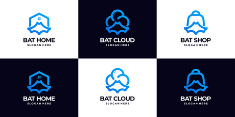 Set of bat logo combine for company logo design