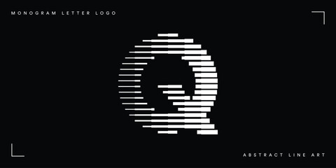 Letter Q Logo with Abstract Line Pattern