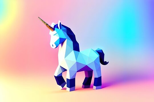 Low poly unicorn, made with generative ai