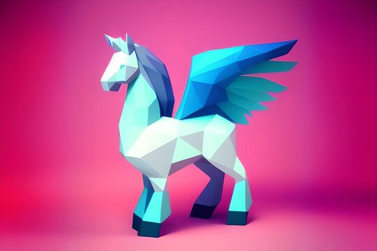 low poly pegasus, made with generative ai