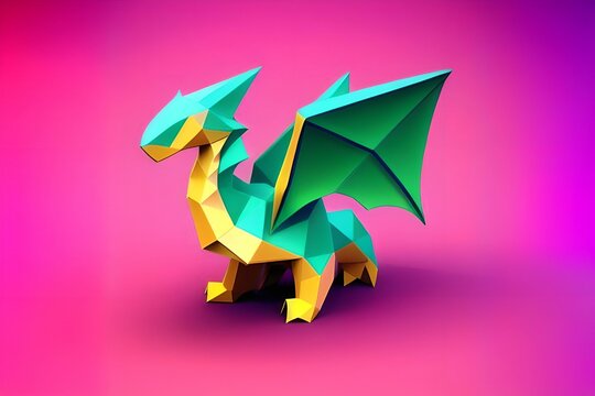 low poly dragon, made with generative ai