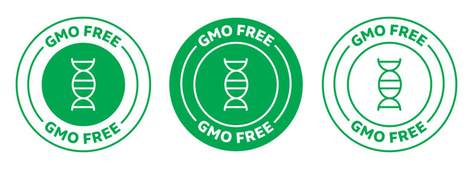 GMO Free Green rounded vector icon set - obrazy, fototapety, plakaty
