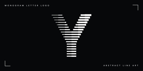 Obraz premium Letter Y logo with abstract geometric horizontal lines