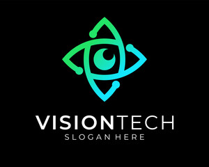 Vision Eyesight Eyeball Pupil Lens Circuit Technology Digital Electronic Connect Vector Logo Design