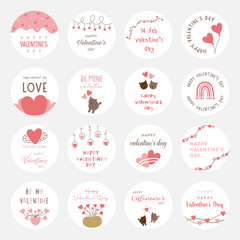 Valentine day labels and elements, Valentine gift labels, Love gift tags.