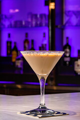 Cocktails at the bar of a restaurant. Tasty alcoholic drink.