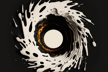 strokes of white oil paint with a black hole. Generative AI