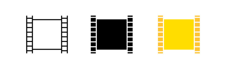 Frame line icon. Film, tape, sound, cartoon, camera, cinema, video, art, special effects, memory, filming. Cinema concept. Vector icon in line, black and colorful style on white background