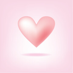 3D Shiny Pink Heart on Pink Background