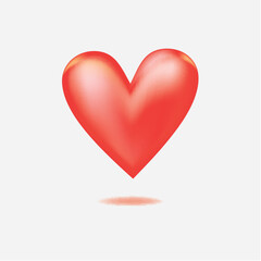 Shiny Red Heart on White Background