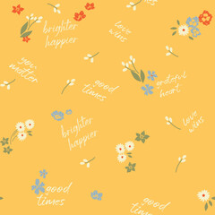 Cute, spring,conversational seamless pattern print, typography, lettering, positive quotes and slogans for fabric, textile, tshirt, sweatshirt, packaging, wrapping, tshirt, girls, women, kids, fashion