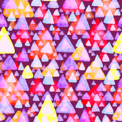 Watercolor seamless pattern with colorful abstract geometrical elements. Hand drawn texture. Graphic abstract background. Contemporary art. Trendy modern style.	