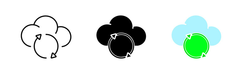 Cloud storage line icon. Cloud with arrow, restart. Protection of personal information. Password for data concept. Vector icon in line, black and colorful style on white background