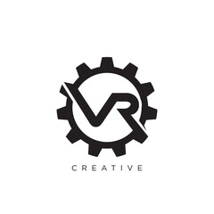 vr gear logo design vector icon