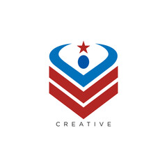 vv shield human star logo design vector