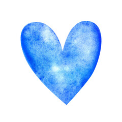 blue abstract heart. watercolor illustration for printing cards, stickers, prints. Valentine's Day. romantic mood. watercolor gradient.