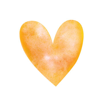 yellow abstract heart. watercolor illustration for printing cards, stickers, prints. Valentine's Day. romantic mood. watercolor gradient.