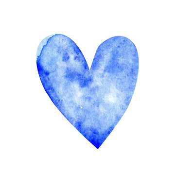 blue abstract heart. watercolor illustration for printing cards, stickers, prints. Valentine's Day. romantic mood. watercolor gradient.