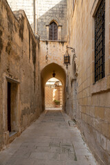 View of ancient street of Mdina at sunny day