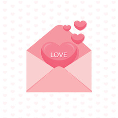  Illustration of the opened envelope with hearts.