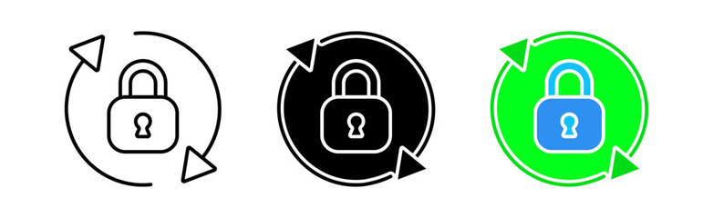 Lock line icon. Protection update, gadget, chat, community, lock, security, access, password, closed, unavailable. Vector icon in line, black and colorful style on white background