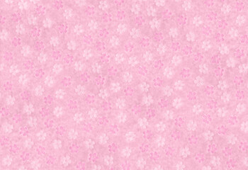 白とピンクの桜模様がランダムに並んだ、桃色手漉き和紙の背景素材