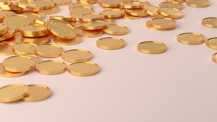 Heap of golden dollar currency coins. Business concept