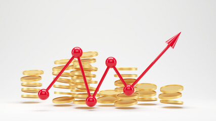 Financial success concept. Chart diagram with coins
