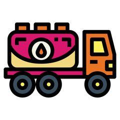 Petrol tanker filled outline icon style