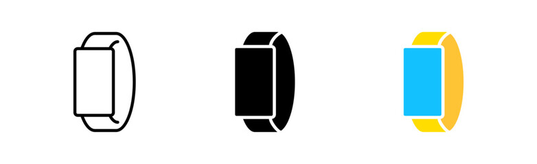 Smart watch line icon. Sensors, motion, sports, time, notifications, calories, distance. step counter, bluetooth, heart rate. Vector icon in line, black and color style on white background