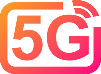 Fototapeta premium Fifth generation wireless internet icon in gradient colors. 5G signs illustration.