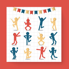 Big bundle of isolated vector elements for birthday party decoration and calibration, flat Colorful vector icon illustration