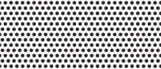 Black polka dot pattern on white background. Straight dot pattern for backdrop and wallpaper template. Simple classic polka dot lines with repeat stripes texture. Polka background, vector illustration © Marinko