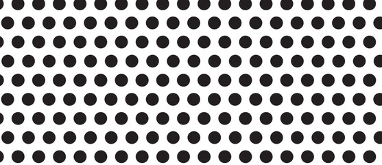 Black polka dot pattern on white background. Straight dot pattern for backdrop and wallpaper template. Simple classic polka dot lines with repeat stripes texture. Polka background, vector illustration