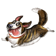 Cute Cardigan Welsh Corgi dog character funny cartoon illustration
