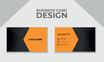 Business card design set template for company corporate style. Dark orange color. Vector illustration