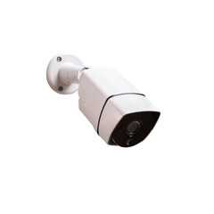 The surveillance camera is isolated on a white background. Street surveillance camera. Indoor surveillance camera. Video camera for the protection of order/