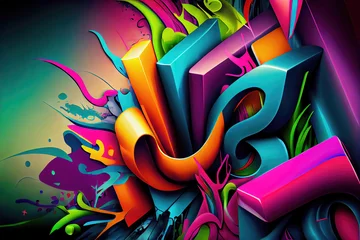 Fotobehang Modern colorful graffiti style illustration background (Generative AI) © Robert Kneschke